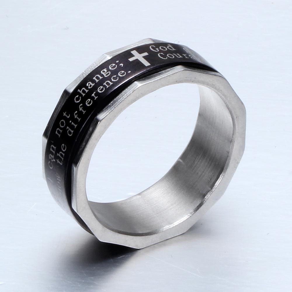 8MM Roterande Kors Rostfritt Stål Ring Minimalistiska Mode Smycken för Män Kvinnor