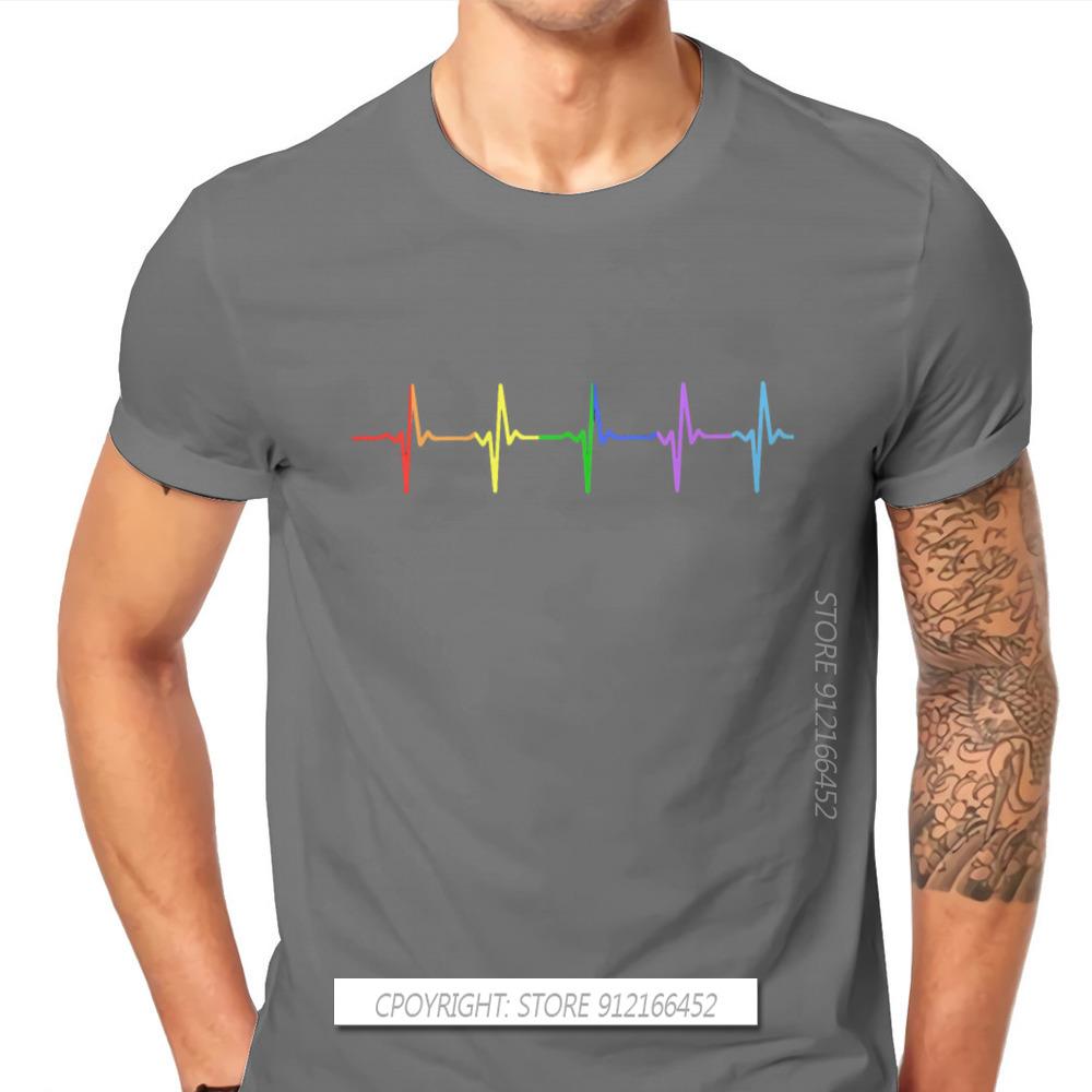 Rainbow Pulse Hearbeat Style TShirt LGBT Pride Month Lesbian Gay Bisexual Transgender Gift Clothes Basic T-Shirt Stuff