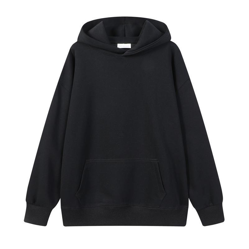 Trendy Unisex Heavyweight Retro Hoodie: Plain Color, Drawstring-Free, Loose Fit for Autumn/Winter