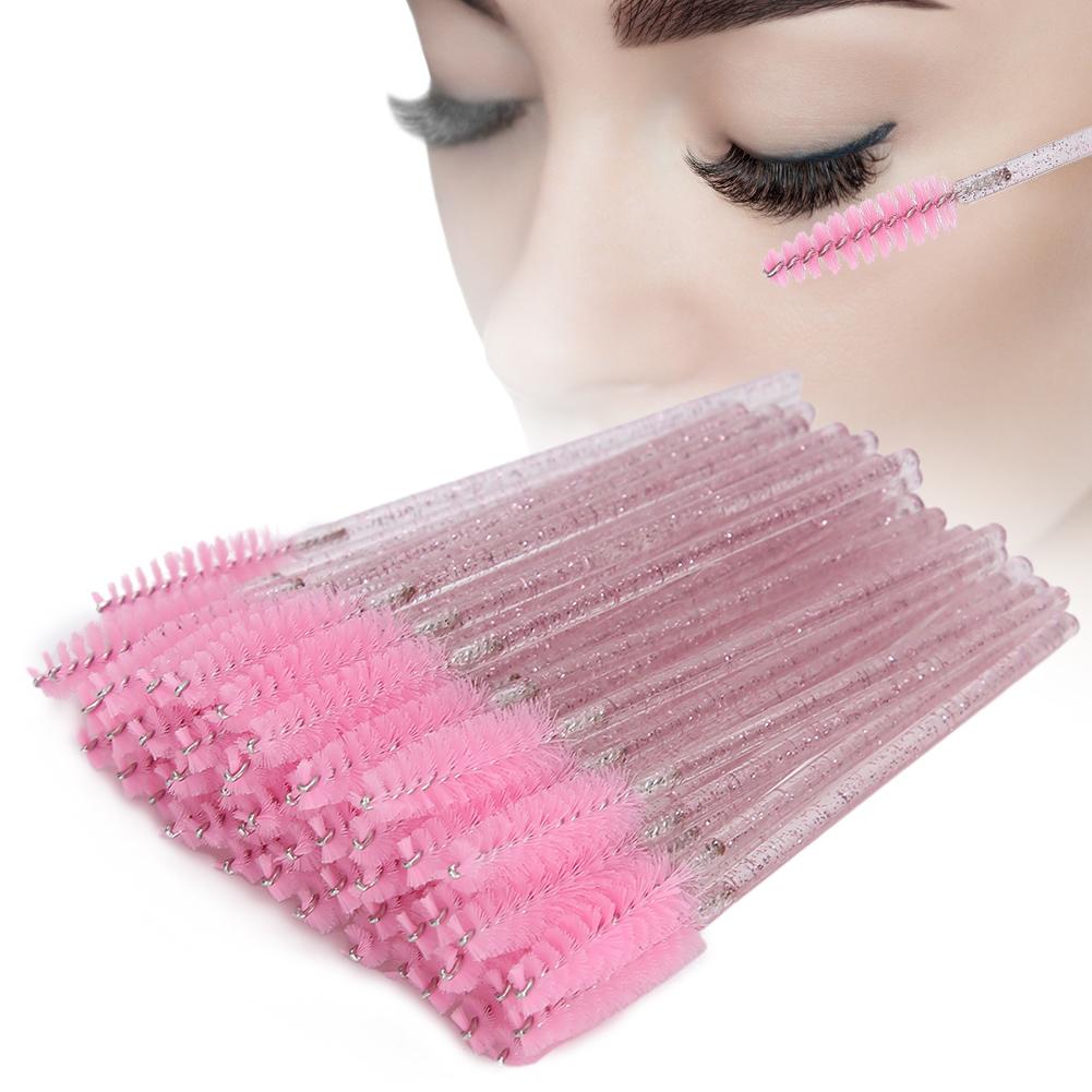50 Stück Nylon-Make-up-Pinsel, Mascara-Stäbe, Wimpern, Augenbrauen, tragbarer Einwegpinsel