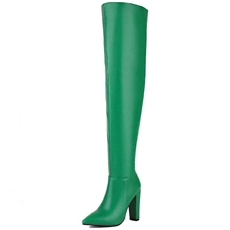 Fashion Over the Knee High Boots Women Shoes 2024 Winter Point Thigh High Boot Sexy Blue Green Party Dance Shoe Lady Big Size 48