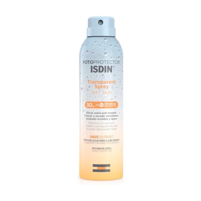 Photoprotecteur corporel - Isdin - Spray Transparent Wet Skin - SPF30 - 250 ml - Waterproof