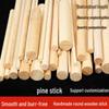 Pine Solid Wood Cylinder Rods - Thin, Long, Handmade Round Sticks for DIY Model Crafts