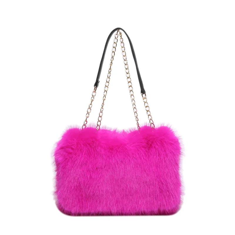 Autumn and Winter Fashi Ccise Underarm Bag Casual Cute Plush Temperament Shoulder Bag 2026 New Solid Sweet Women's Tote Bags