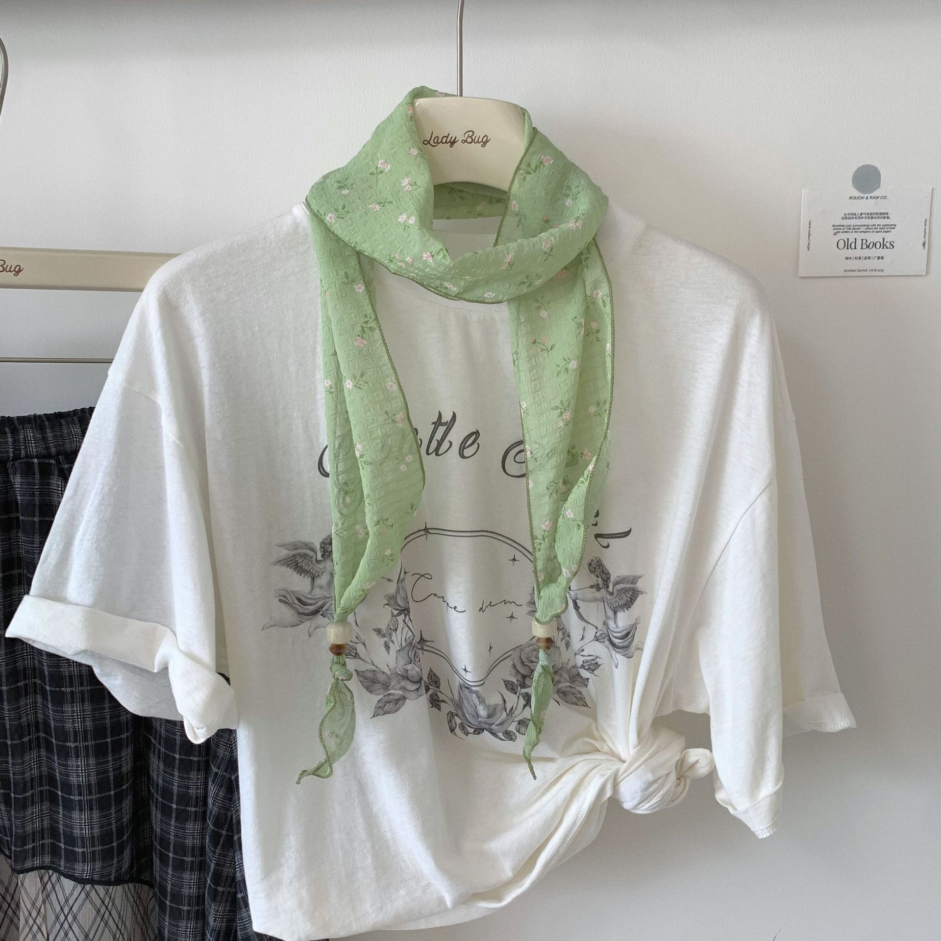 Spring Impression~ Small Fresh Floral Beaded Long Silk Scarf Women s Summer Atmosphere Versatile Decorative Scarf Scarf 10-130