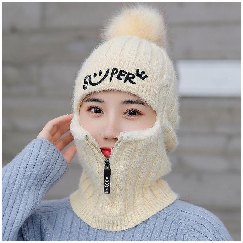 Wool Knitted Hat Scarf Sets Pom Poms Hat Windproof Winter Warm Hat Hat