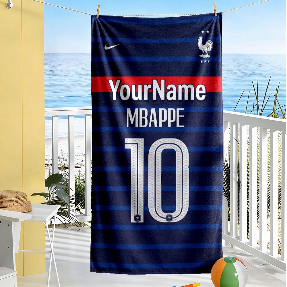 Mbappe Personalized Text Beach Towel Super Soft & Absorbent Suitable for Sports Travel Swimming Yoga Bathroom Beach And Pool