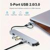 7 In 1 USB 3.0 HUB USB C HUB TYPE-C To 5 USB PD TYPE C Adapter 5Gbps Fast Speed Tramsmission USB C Docking Station For PC Laptop