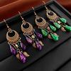 New Chinese Flower Round Drop Tassel Ear Hook Ethnic Style Retro Female Drop Earrings Fashion Personality Earrings for Women