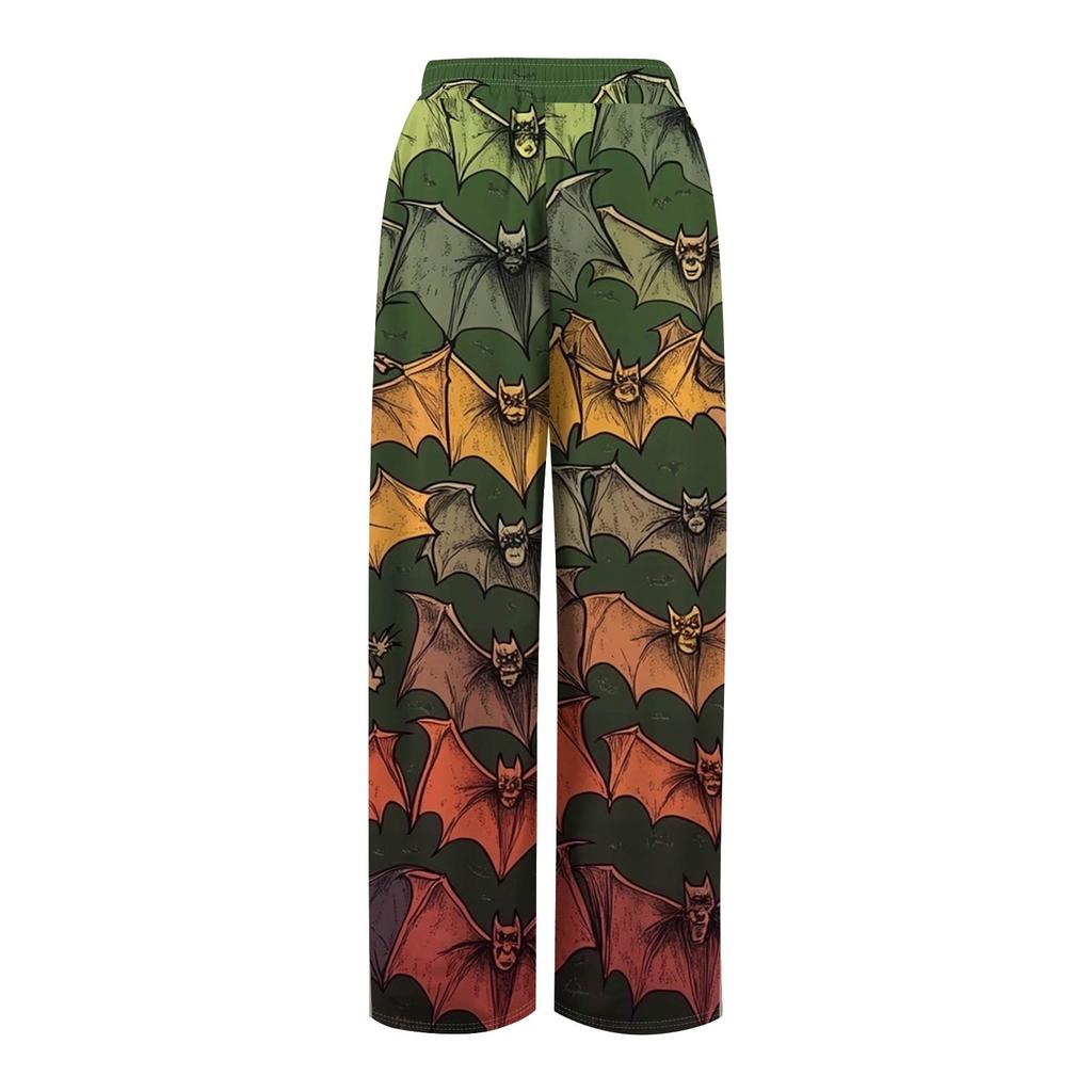 Women's Printed Wide Leg Pants With Pockets High Waist Drawstring Loose Casual Pants