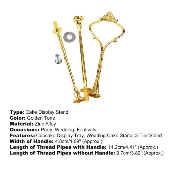 Cake Display Stand Reusable 3 Parts Zinc Alloy Multipurpose Sweets Tray Rack for Wedding