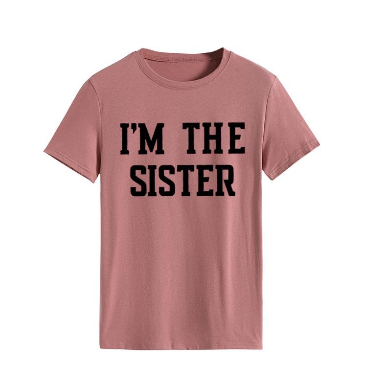 "I'M THE SISTER" Letter Print Women's Short-Sleeve T-Shirt - European & US Style Cross-Border Fashion.