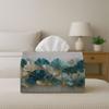 2D Flat 1pc Contemporary Botanical Decorative Tissue Box In Blue And Golden with Ginkgo Leaf Pattern, Featuring a Storage Organizer Suitable for Home,
