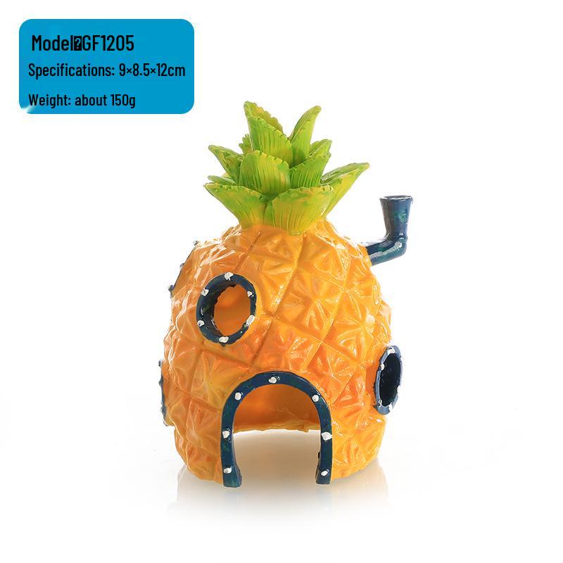 Pineapple House Aquarium Decor Set: Guppy Fry Hiding Jar, Seascape Ornaments, Coral Hiding House. Ideal for Aquarium Landscaping.