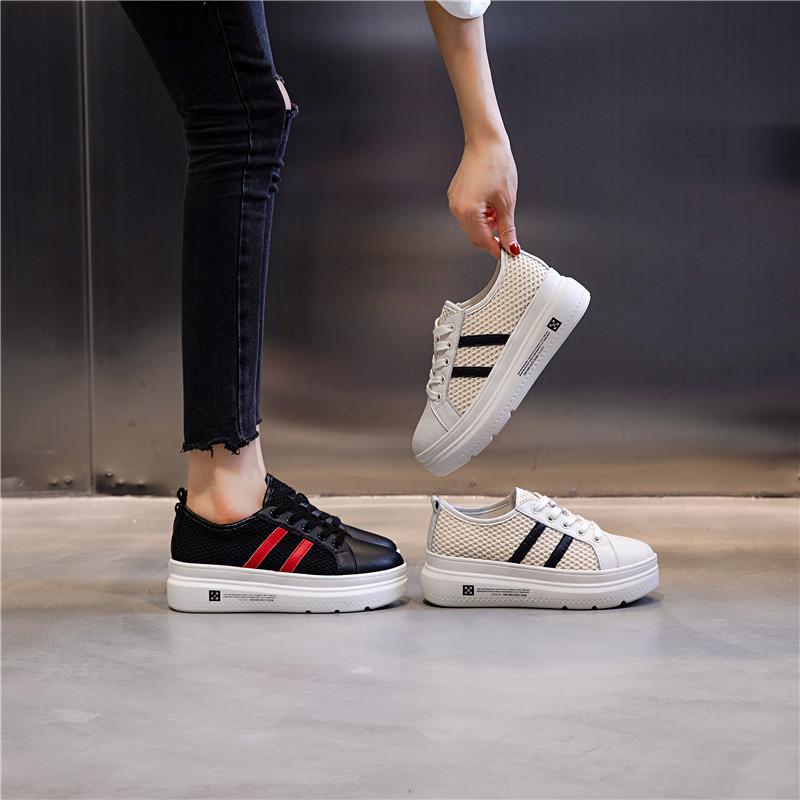 Genuine leather women's shoes 2025 new spring sports casual flat-soled single shoes thick-soled heightening small white shoes women's casual versatile