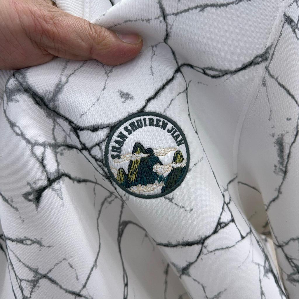 H Family Marble Print Casual Round Neck Hoodie - Warm, Long Sleeve Pullover for Men (3U063)