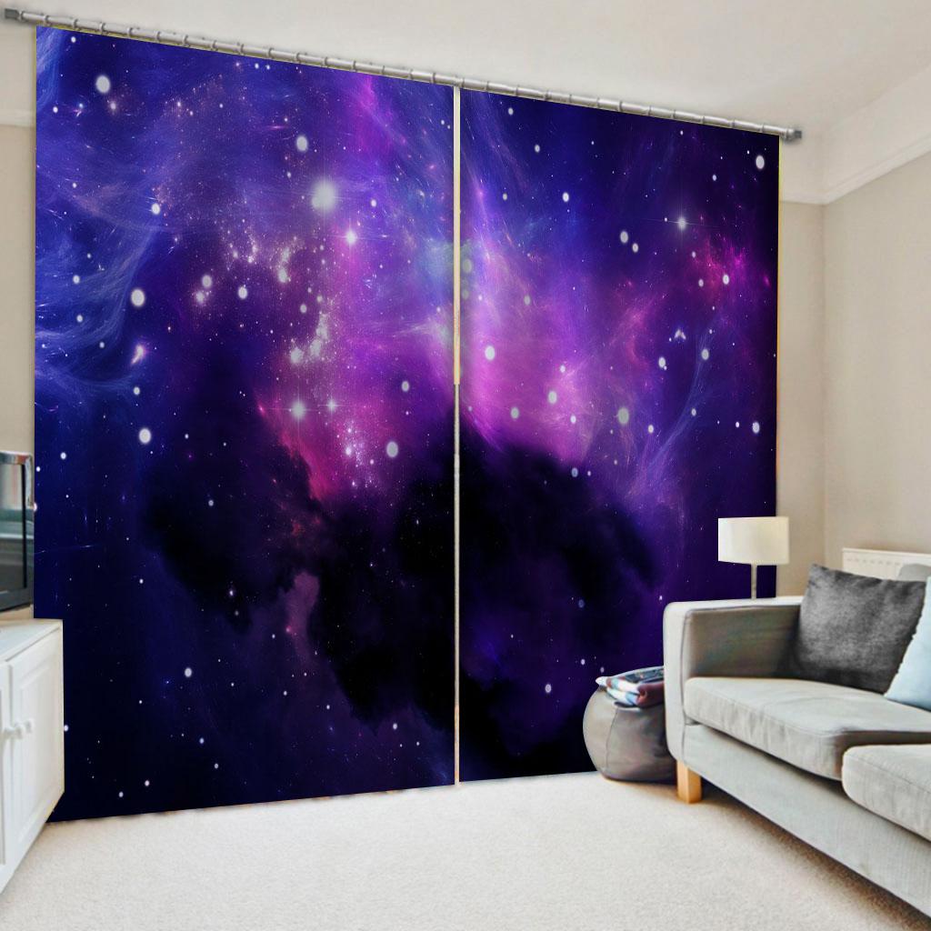 Beautiful Round Moon Star Sky Sea Ocean Window Curtains Blinds For Living Room Kids Bedroom Bathroom Kicthen Door Home Decor2Pcs