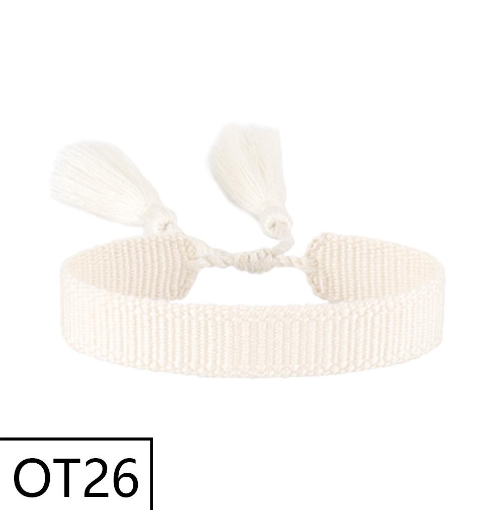 European & American Style Woven Bracelet - Solid Color, 1.3cm, Handmade Tassel, Fashionable Polyester Hand Rope for Women