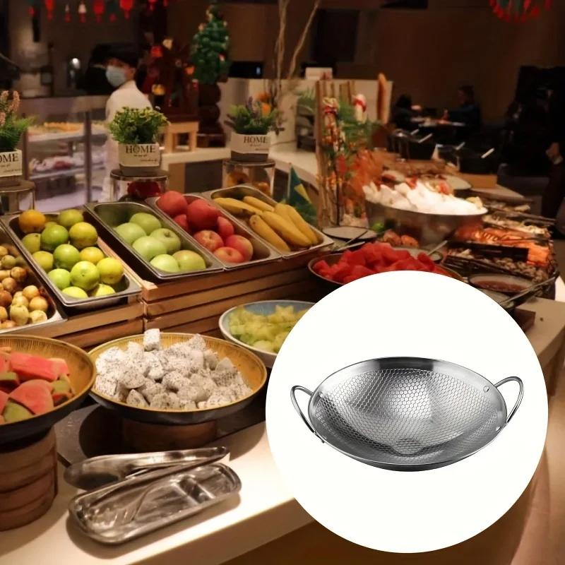 1Pcs 29cm/11inch Stainless Steel Frying Pan Honeycomb Skillet Non-Stick With Handle Scratch-Resistant Cooking Pastas Steak Ramen