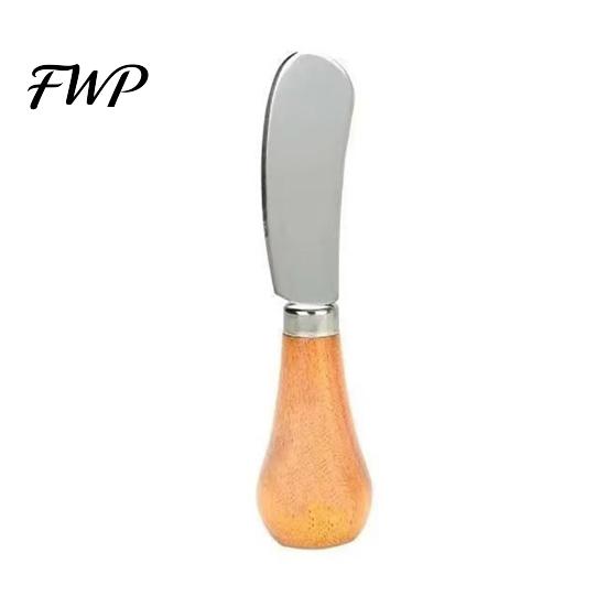 Slip Butter Spreader Upright Knife with Solid Wood Handle Stainless Steel Cheese Kitchen Spatula for Toast Jam Non-Slip Peanut Smearing Tool Cutter 1pc