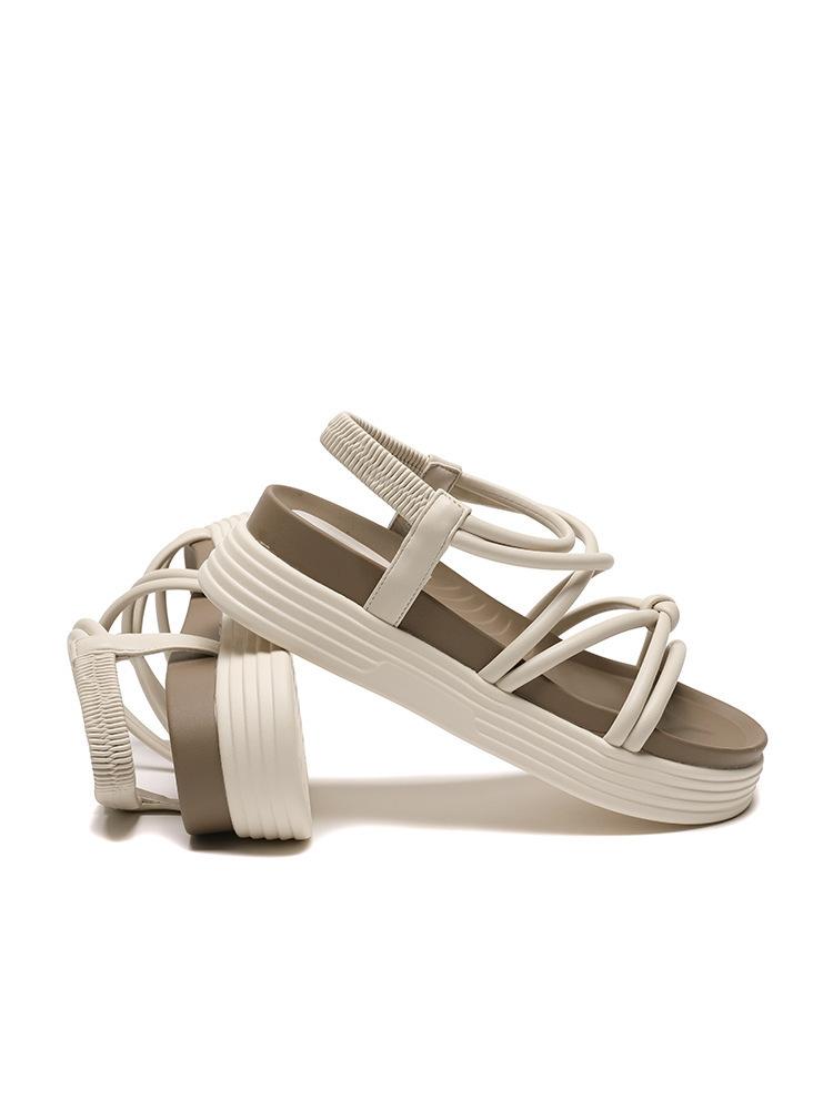 

Прочные трендовые туфли на плоской подошве и низком каблуке для женщин, сандалии с дышащими модными ремешками, юбка, универсальная корейская версия, цена 39 бежевый