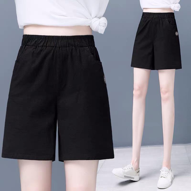 2025 Women's High-Waisted Wide-Leg Capris, Summer Casual Loose Fit Plus Size Shorts for Middle-Aged Moms