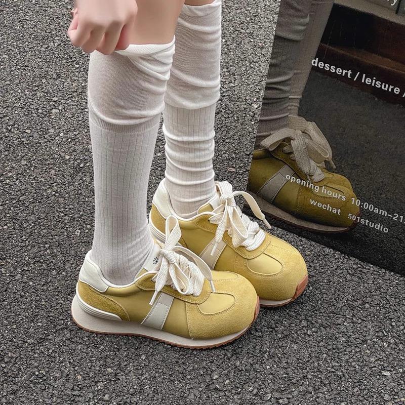 

Platform women s new versatile lace-up casual shoes, heightening board shoes, sports shoes 35 жёлтый