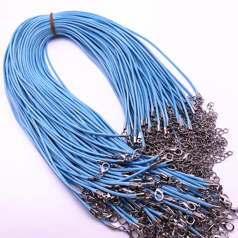 New 5pcs 2mm Leather Cord Wax Rope Chain Necklace Extender Chain Lobster Clasp DIY Jewelry Accessories