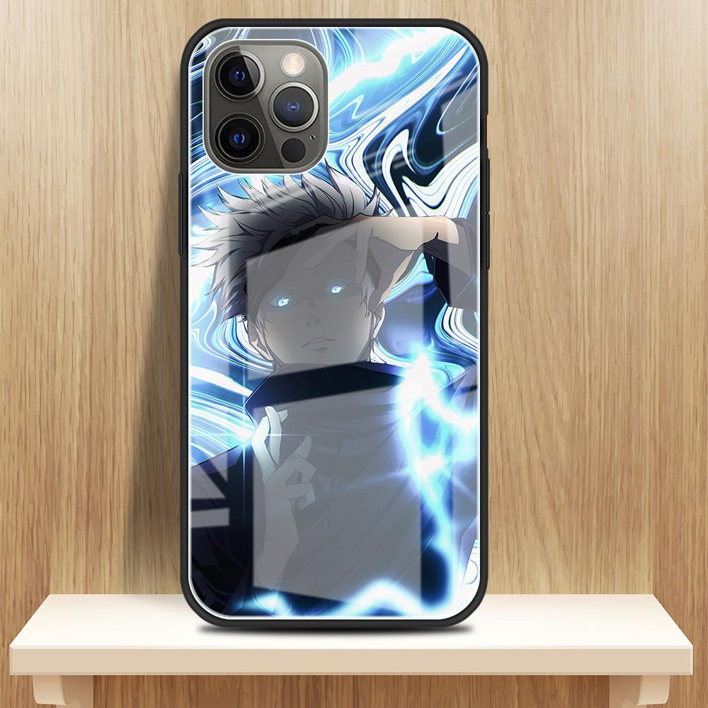 Tempered Glass Case Apple iPhone 13 12 Mini 11 Pro Max XR XS SE 2020 7 8 Plus 6 6S X Phone Cover Back Shell Jujutsu Kaisen Gojo