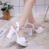 Fashion Women Elegant Wedges Black Sandals Shoes 2024 Summer New Pumps Platform Sandals Roman Wedges Crystal Peep Toe Sandals