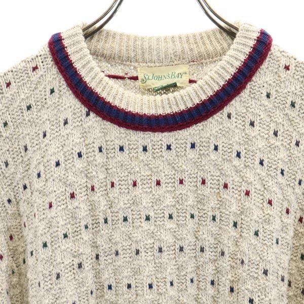 STJOHN’sBAY 90s Made In USA Old Long Sleeve Cotton Sweater L Gray Knit Men's Used