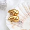 French Personality Trendy Style Metal Does Not Fade, Gold-Plated Exaggerated Natural Water Drop Shape Hollow Earrings For Girls