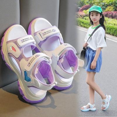 New Summer Girls' Sandals - Fashionable Princess Style Non-Slip Soft Sole Sports Beach Shoes for Big & Little Kids