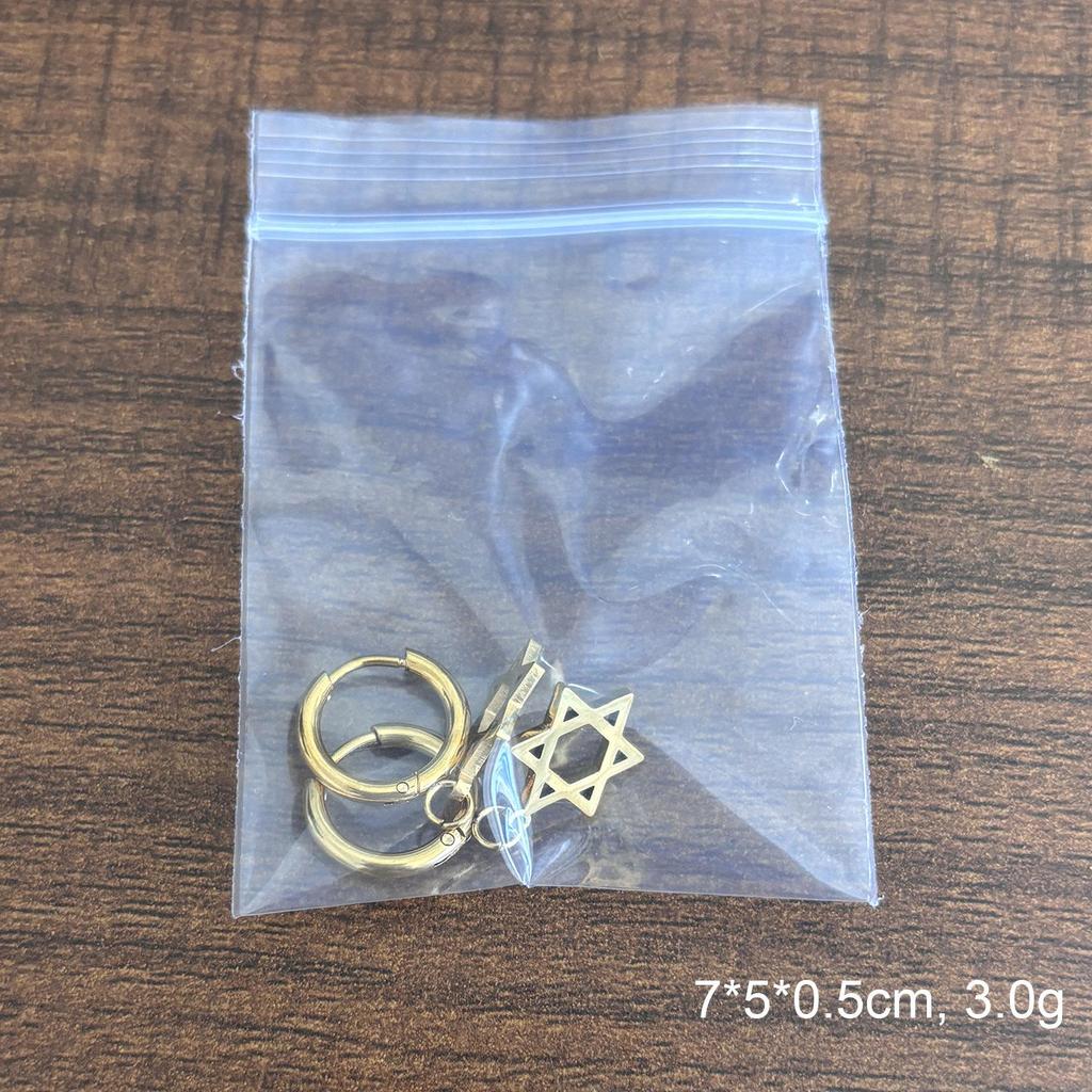 Unisex 18K Gold-Plated Stainless Steel Hexagram Dangle Coil Earrings