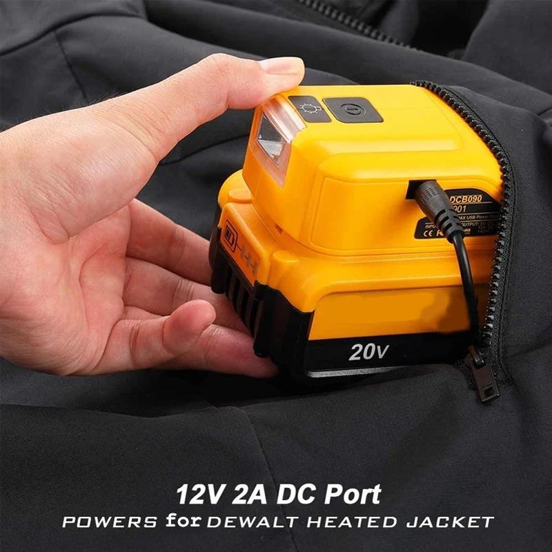 Adapter LED Light Working Lamp USB Power Bank DC 12V Output For Dewalt 14.4V 18V Li-ion Battery DCB140 DCB183 DCB203 Charger