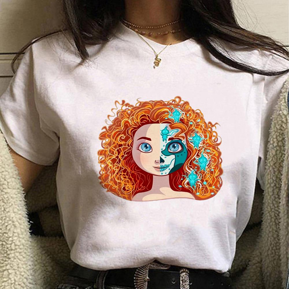 Disney Cartoon Villain Princess Graphic T Shirts Streetwear Y2k Women T-shirts Summer Tops Harajuku Ladies T Shirt White Blouses