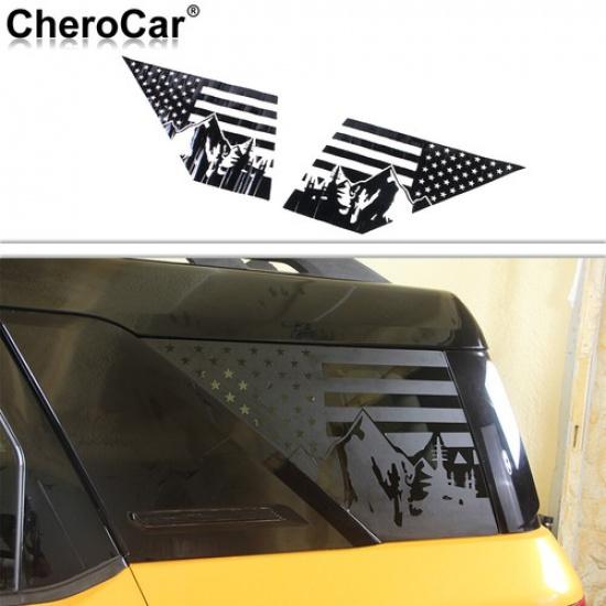 Black Rear Window Sticker Decal US-Flag Trim Exterior Fit for Bronco Sport 21+