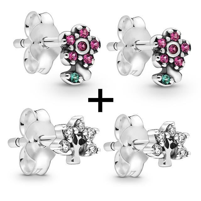 2 Paare/los Silber Überzogene Kristall Stern & Mond Blume Stud Ohrringe Für Frauen Frau Kubikzircon Weiblichen Ohrringe Bijoux Hochzeit geschenk