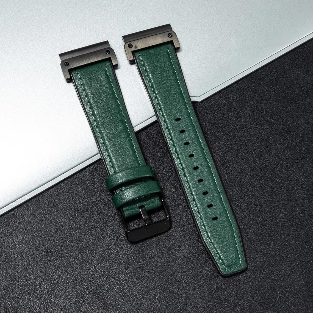 

26mm 22mm Leather Strap For Garmin Watch Fenix 8 51mm 47mm 6 6x 7 7x Pro 5 5x Tactix 7 Forerunner 965 Leather Silicone Watchband 26mm