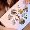 19pcs Cute Summer Holiday Hand Account Material Stickers Vintage Men's Waterproof Decorative Stationary Planner Diy