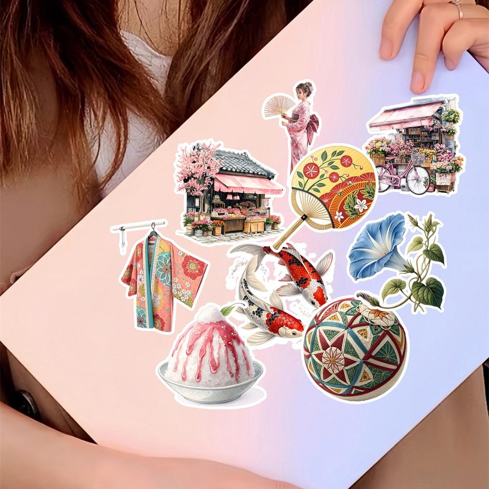 19pcs Cute Summer Holiday Hand Account Material Stickers Vintage Men's Waterproof Decorative Stationary Planner Diy