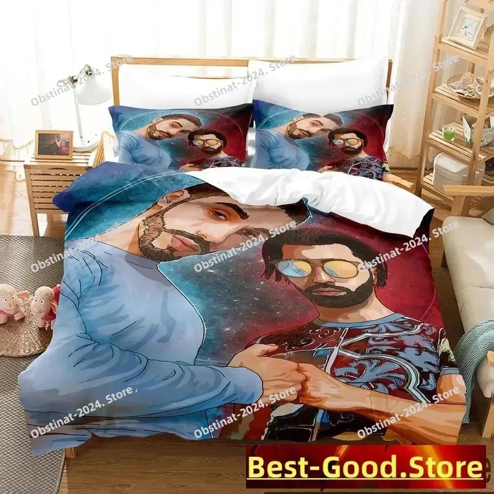 Set Biancheria da Letto Duo Rap PNL Stampato in 3D Set Letto Stampato con Federa Copripiumino Morbido Singolo Matrimoniale Queen Super King Size Ragazzi Adulti