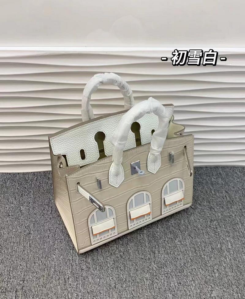 2026 Neues Palmenmuster mit Krokodilleder-Kombinationsfarbe Kleines Haus Platin-Tasche Mode Handtasche Schrägband Damen