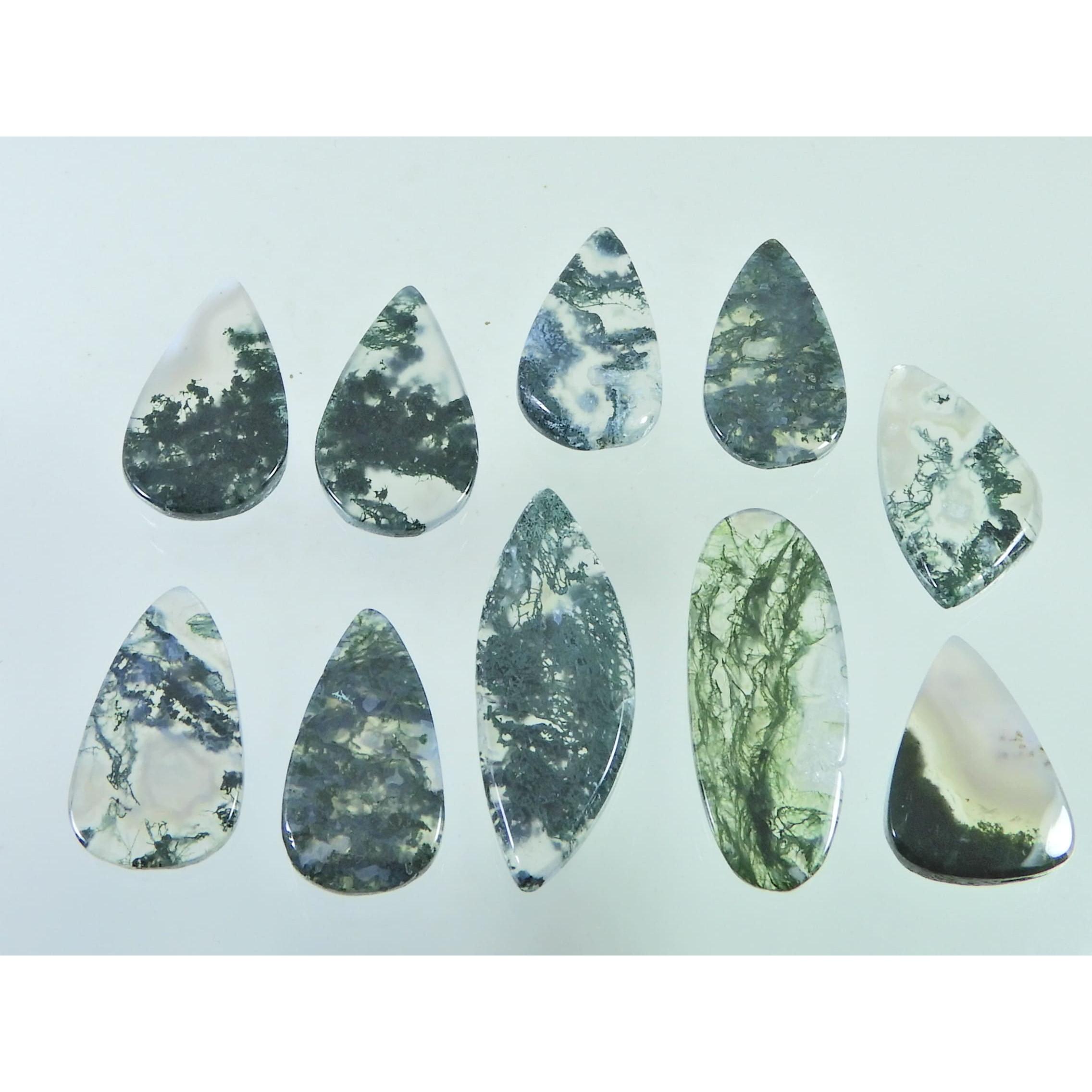 103Cts. Natural Moss Agate Mix Cabochon Loose Gemstone 10 Pcs Lot C-2283