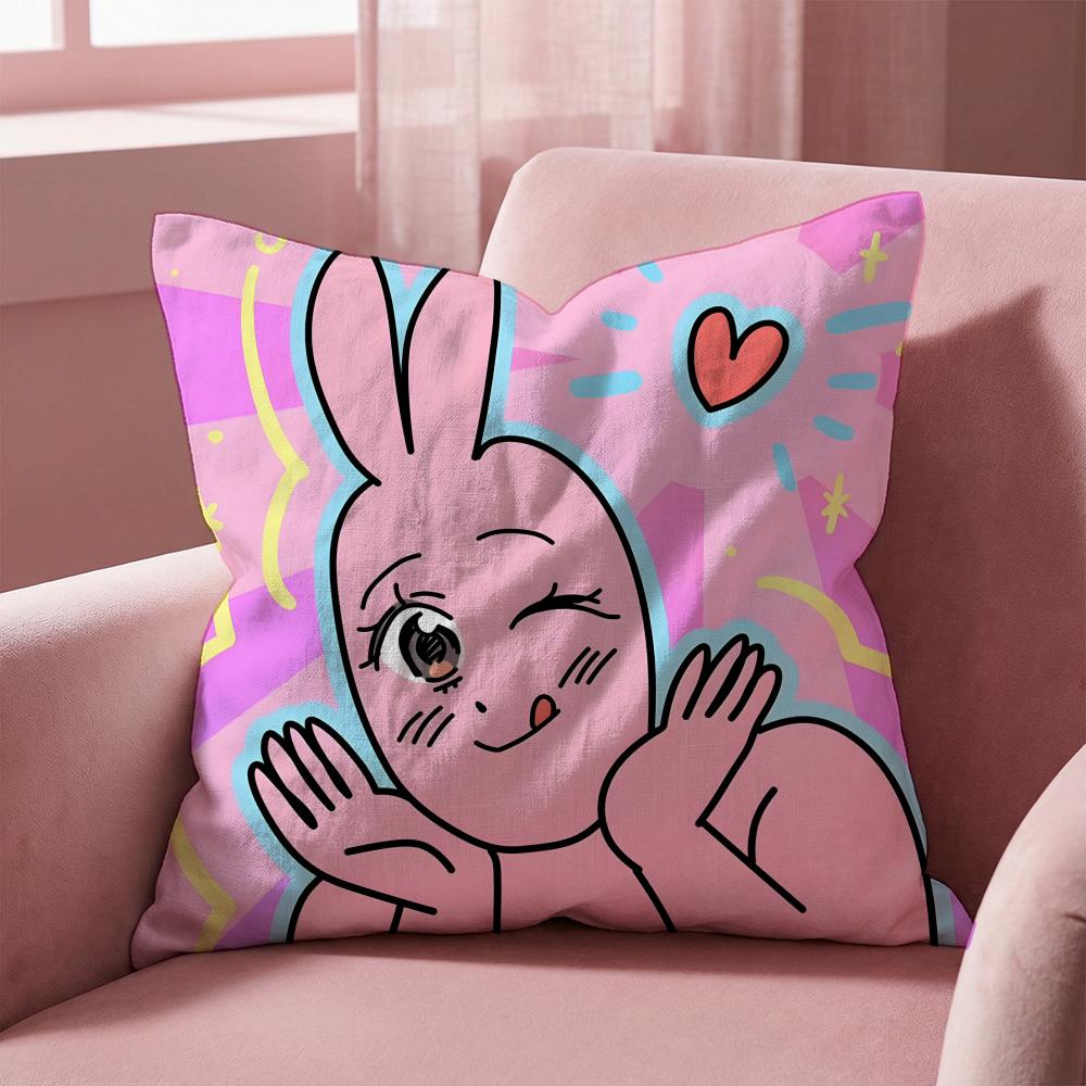 my friend rabbit Cushion Cover Multi-Scene Pillow Cover for Home & Car - Reversible, Soft & Durable for Daily Use