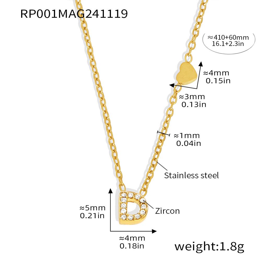 Qiong Yao 26-Letter Zircon Inlaid Jewelry Set: Gold-Plated Titanium Steel Necklace, Bracelet, Ring, and Stud Earrings.