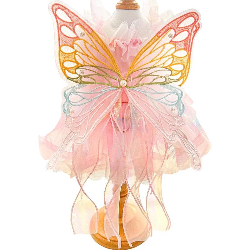 

Pet Princess Butterfly Dress Small Dog & Cat Wedding Gown Skirt Elegant Royal Costume for Dogs & Cats Cute Pet Supplies S розовый