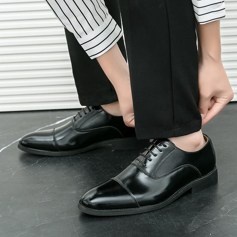 Fashion Men Retro Formal Shoes Black Brown European Lace Up Business Office Fashion Derby Shoe Groom Wedding Shoes Size 38-48 Men Shoes