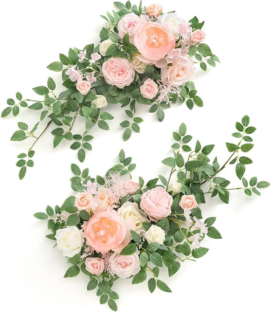 2PCS Artificial Floral Swags Centerpieces Wedding Flower Greenery Arrangements for Table Car Wall Window Arch Home Garden Decor