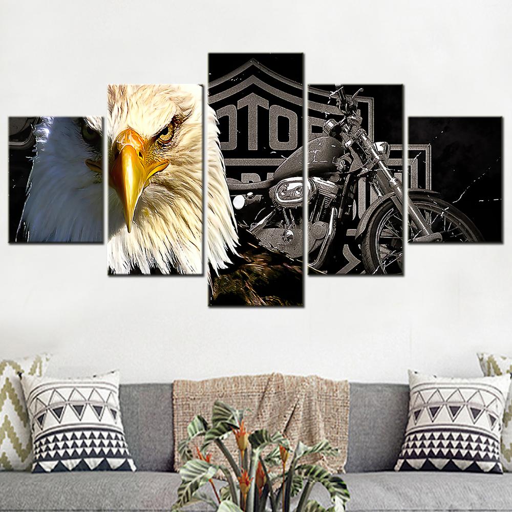 Modernes Amerikanisches Adler Motorrad Leinwand Wandkunst Druck Ästhetisches Schlafzimmer Heimdekoration Poster Abstrakte Ölmalerei auf Leinwand
